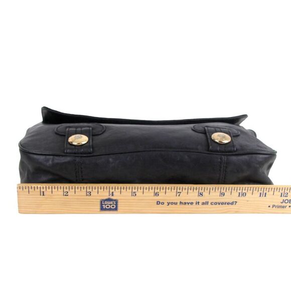 Gustto SOFT BLACK GENUINE LEATHER FLAP LOGO CLUTCH HANDBAG WALLET PURSE - Picture 15 of 16